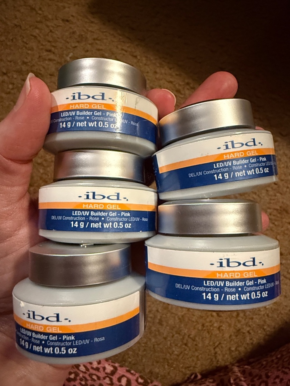 LED/UV Builder Gel - Pink (14 g) - Pack of 5 New